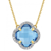 Collier, Topaze Swiss Blue, Diamants, Or Jaune