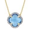 Collier, Topaze Swiss Blue, Diamants, Or Jaune