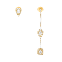  My Twin Hook and Stud 3x0.10ct Yellow Gold Diamond Earrings