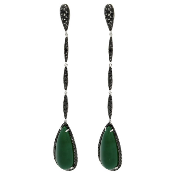 Emerald & Black Diamonds Earrings