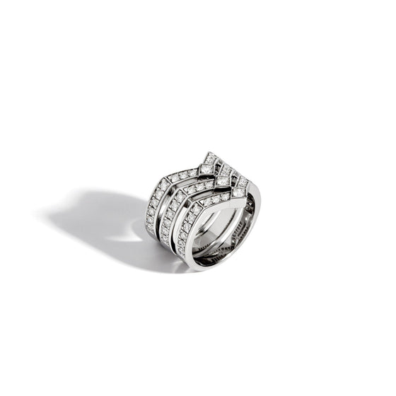 Bague Stairway 3 Rangs Diamants & Argent