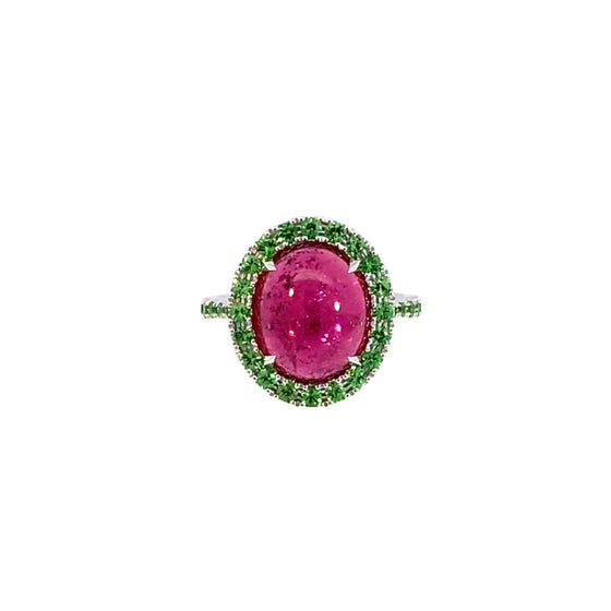 Rubellite & Tsavorites Ring