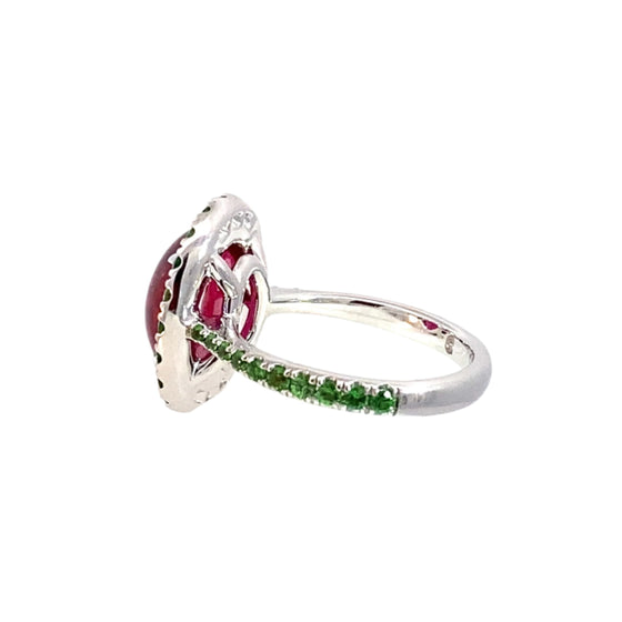 Rubellite & Tsavorites Ring