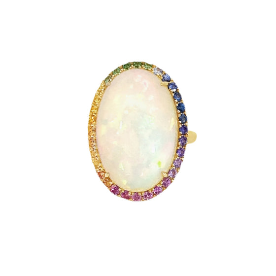 Opal & Rainbow Sapphires Ring