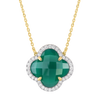 Necklace, Green Agate Large Motif, Diamonds, Yellow Gold