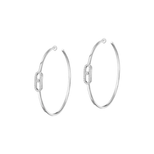  Move Uno Large Hoop Earrings White Gold Diamond Earrings