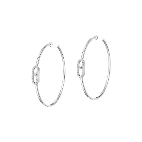 Move Uno Large Hoop Earrings White Gold Diamond Earrings