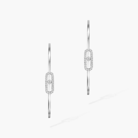 Move Uno Large Hoop Earrings White Gold Diamond Earrings