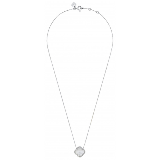 Collier Victoria Diamants Nacre Blanche + Diamants Or Blanc