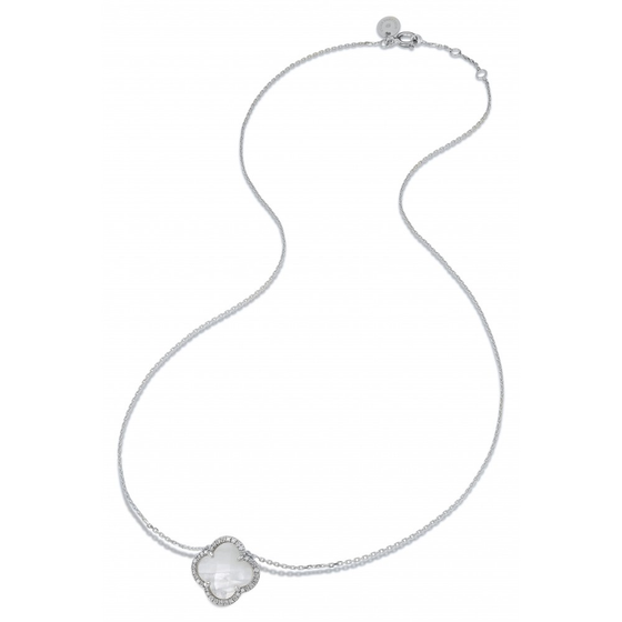 White Mother Of Pearl + Diamonds White Gold Victoria Diamonds Necklace