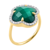 Ring, Green Agate Large Morif, Diamonds, Yellow Gold