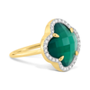 Ring, Green Agate Large Morif, Diamonds, Yellow Gold