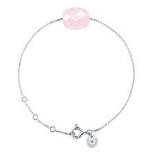  Bracelet, Powdery Pink Quartz, White Gold