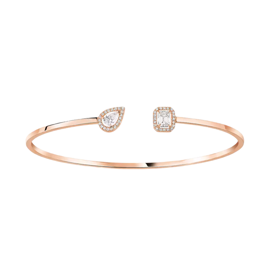 My Twin Toi & Moi Thin Bangle 0.15ct x2 Pink Gold Diamond Bracelet