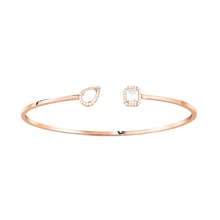  Pink Gold Diamond Bracelet My Twin Toi & Moi Thin Bangle 0.15ct x2