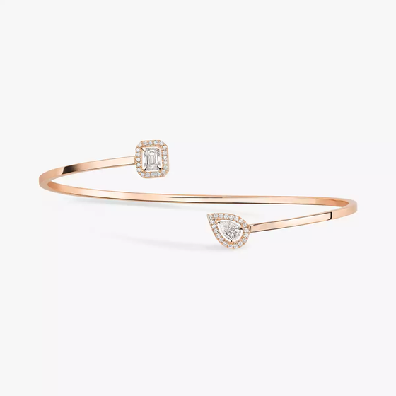 My Twin Toi & Moi Thin Bangle 0.15ct x2 Pink Gold Diamond Bracelet
