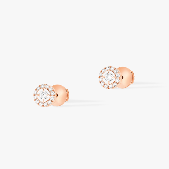 Pink Gold Diamond Earrings Joy Round Diamonds SM