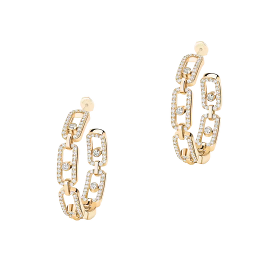 Move Link SM Hoop Earrings Yellow Gold Diamond Earrings