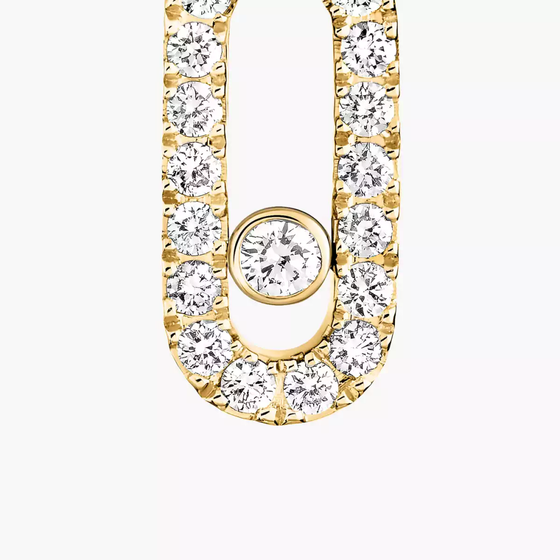Move Uno Single Hoop Yellow Gold Diamond Earrings