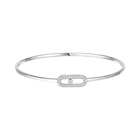 Move Uno Pavé Flex Bangle White Gold Diamond Bracelet