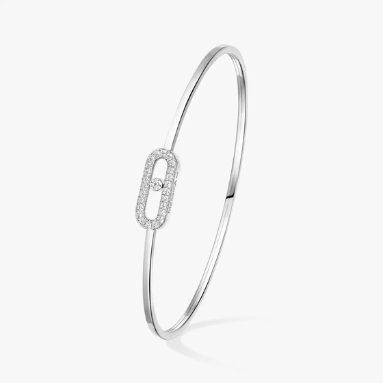 Move Uno Pavé Flex Bangle White Gold Diamond Bracelet