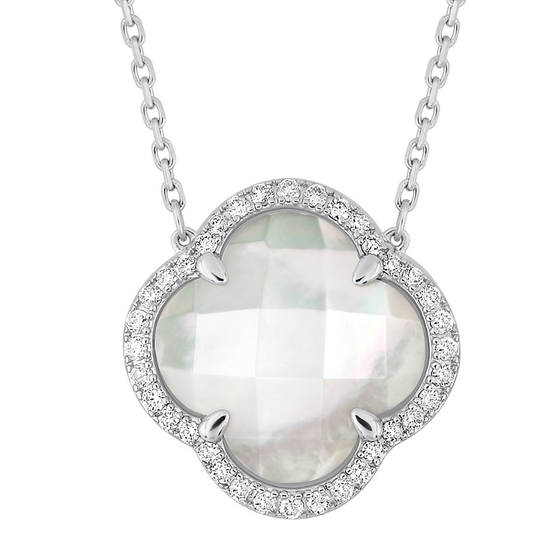 Collier, Nacre Blanche Grand Modèle, Diamants, Or Blanc