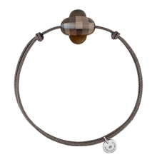  Smoky Quartz Clover Taupe Cord Bracelet