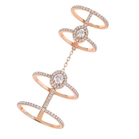 Glam'Azone Double Pavé Pink Gold Diamond Ring