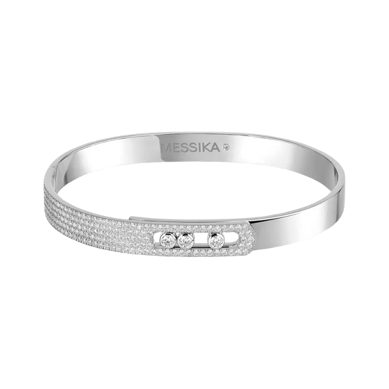 Move Noa Semi-Pavé Bangle White Gold Diamond Bracelet