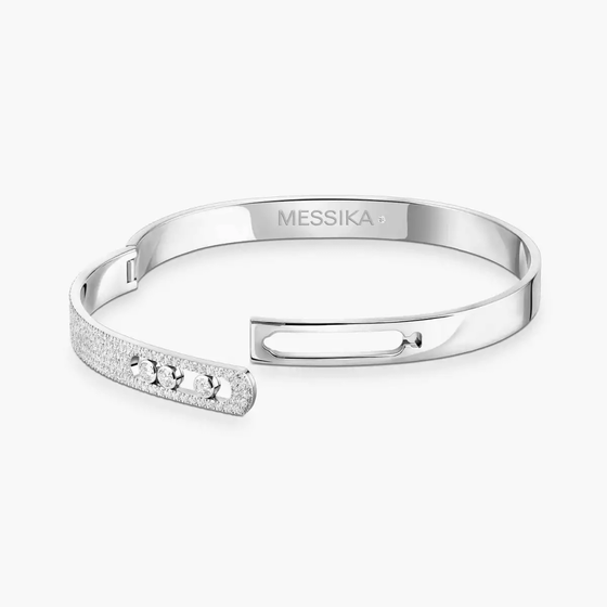 Move Noa Semi-Pavé Bangle White Gold Diamond Bracelet