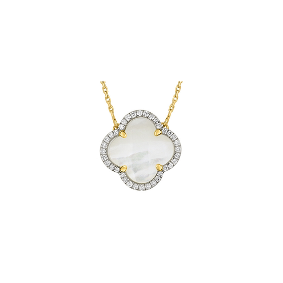 Collier Victoria Diamants Nacre Blanche + Diamants Or Jaune