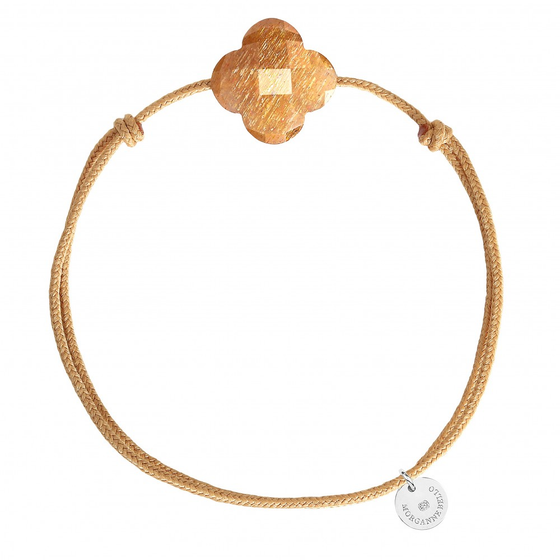 Bracelet, Pierre De Soleil, Cordon Beige Dore