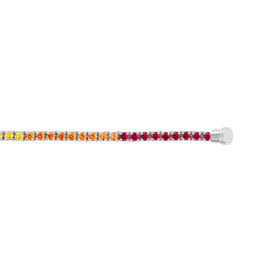 Coloured stones line bracelet in 18k white gold
