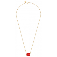  Red Carnelian Cushion Yellow Gold Necklace
