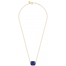  Lapis Lazuli Cushion Oversize Yellow Gold Necklace