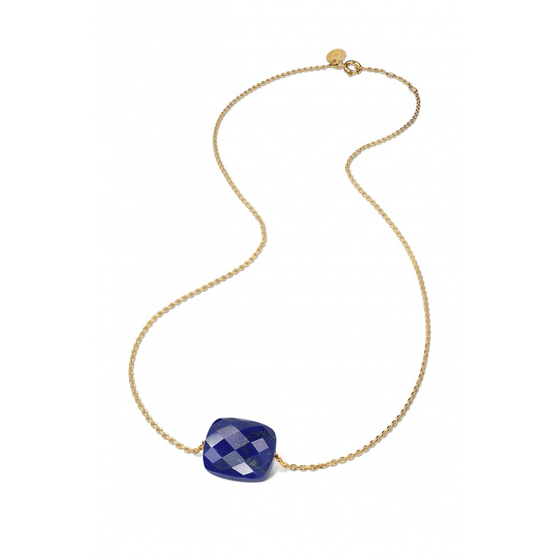 Lapis Lazuli Cushion Oversize Yellow Gold Necklace