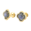Studs, Labradorite, Diamonds Bezel, Yellow Gold
