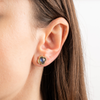 Studs, Labradorite, Diamonds Bezel, Yellow Gold