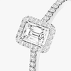 Joy emerald-cut solitaire ring, small model Joy diamond ring in white gold