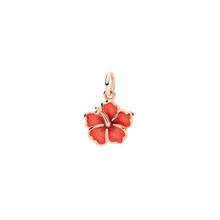  Rose Gold & Enamel Hibiscus Flower Charm