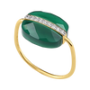 Ring, Green Agate, Diamonds, Yellow Gold