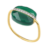 Ring, Green Agate, Diamonds, Yellow Gold