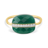 Bague, Agate Verte, Diamants, Or Jaune