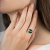 Bague, Agate Verte, Diamants, Or Jaune