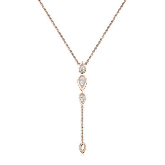 Fiery Tie Necklace Pink Gold Diamond Necklace