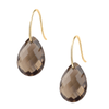 Boucles D'oreilles, Quartz Fume, Or Jaune