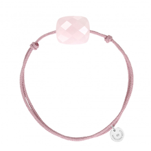  Powdery Pink Quartz Cushion Oversize Rose Cord Bracelet