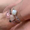 Bracelet, Powdery Pink Quartz, Rose Cord
