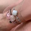 Powdery Pink Quartz Cushion Oversize Rose Cord Bracelet