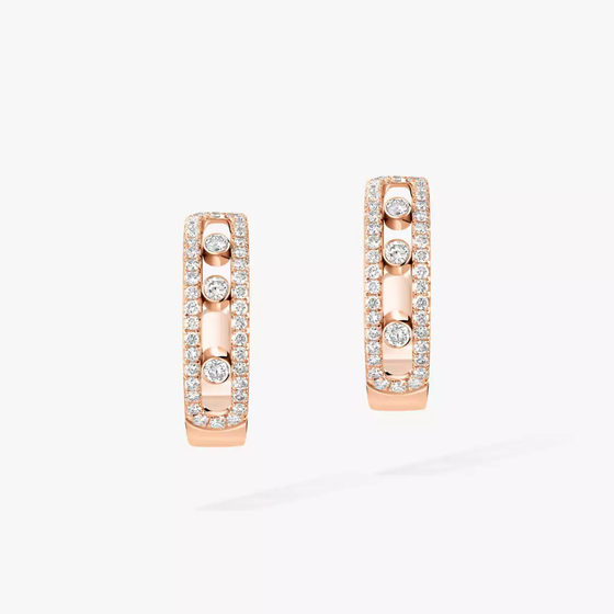 Move Pavé Hoop Pink Gold Diamond Earrings
